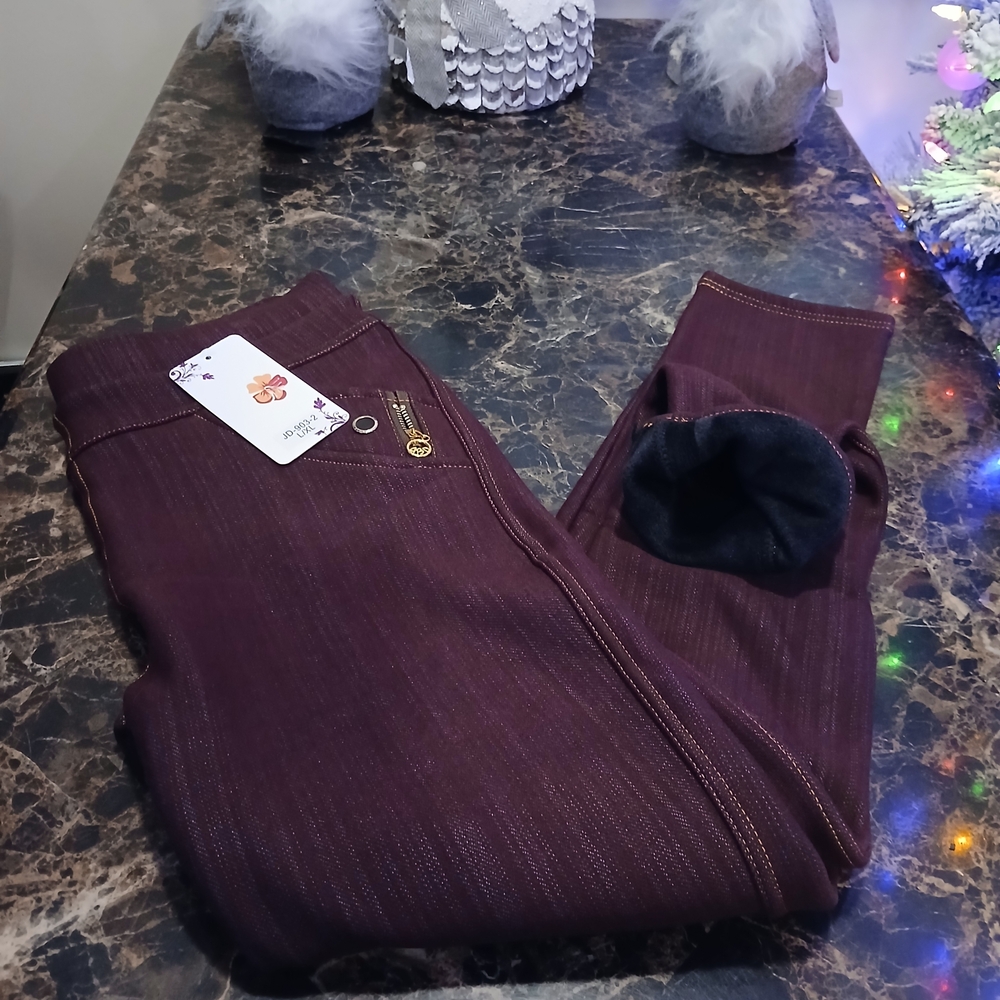 High Waisted Strecth Thermal/Fleece Lined Pants Size L-XL for Women
